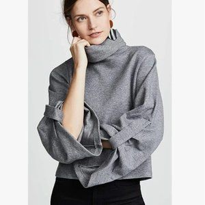 C/Meo Collective Women Sweater Heartbreaker Turtleneck Soft Knit Gray Boxy Small